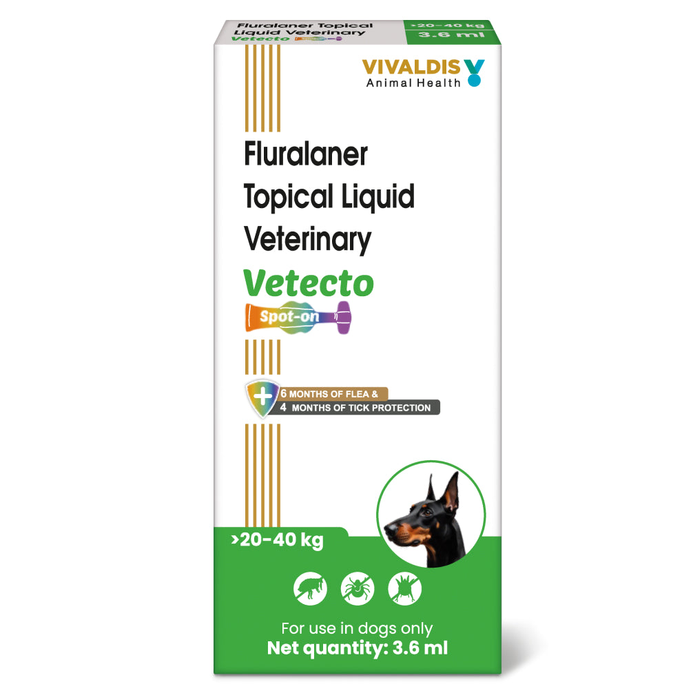 Vivaldis Vetecto Spot On (Fluralaner) Tick & Flea Protection for Dogs (20 to 40kg)