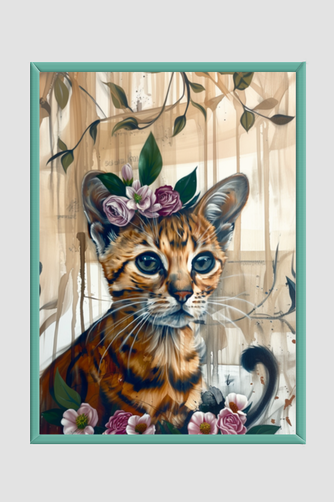 EverythingBoho The Boho Cat Wall Art (Bottle Green) image 1