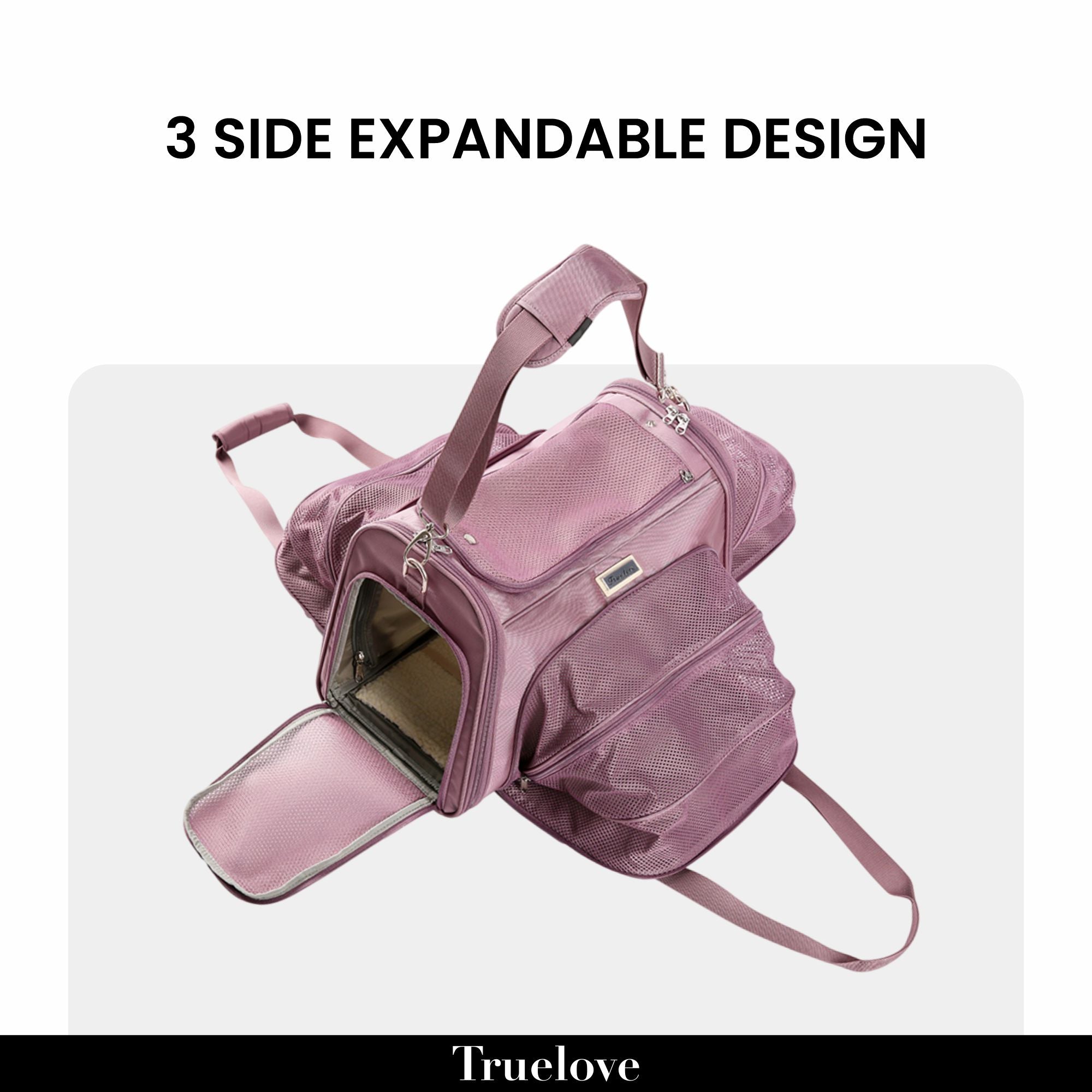 Truelove 3 Side Expandable Duffle Carrier for Dogs & Cats (Black) image 5