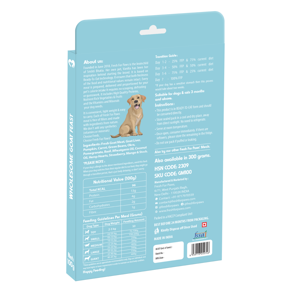Fresh For Paws Wholesome Goat Feast Wet Food for Dogs (300g) image 4