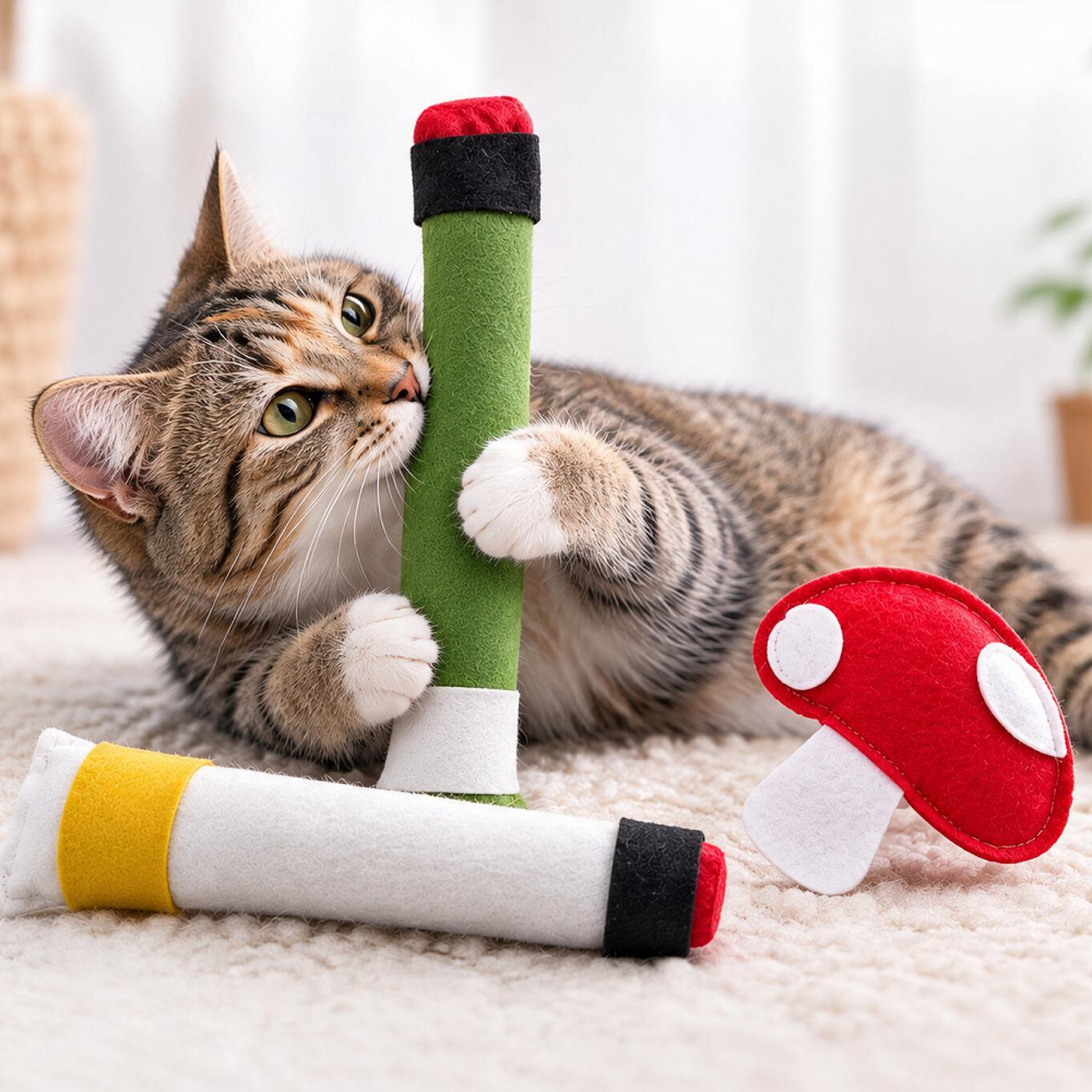 Skatrs Cig, Joint and Magic Mushroom Catnip Toys Combo for Cats