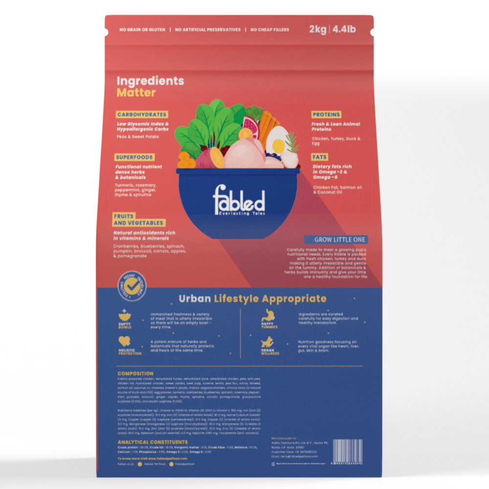 Fabled Grow Little One Fresh Chicken Turkey & Duck Small Medium Dog Dry Food image 5