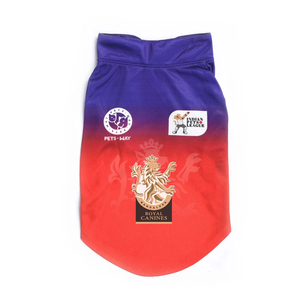Pets Way Royal Canines Bangalore IPL Jersey for Dogs and Cats (Red/Blue)| Indian Pet League image 1
