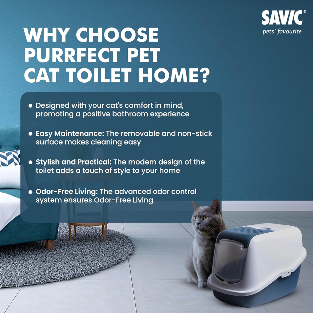 Savic Nestor Jumbo Toilet Home for Cats (Bluestone) image 5