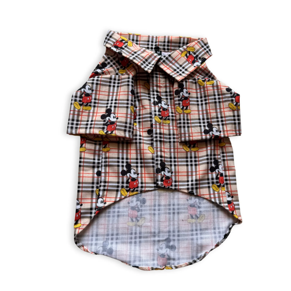 Pawgypets Mickey Check Shirt for Dogs (Beige) image 3