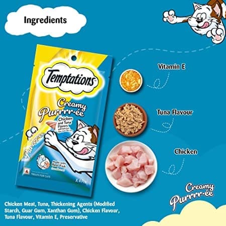 Temptations Creamy Purrrr ee Chicken & Tuna Treats and Fofos Flapping Owl Chirping Interactive Toy for Cats Combo image 3