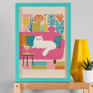 EverythingBoho The Cool Persian Cat Wall Art (Bottle Green)