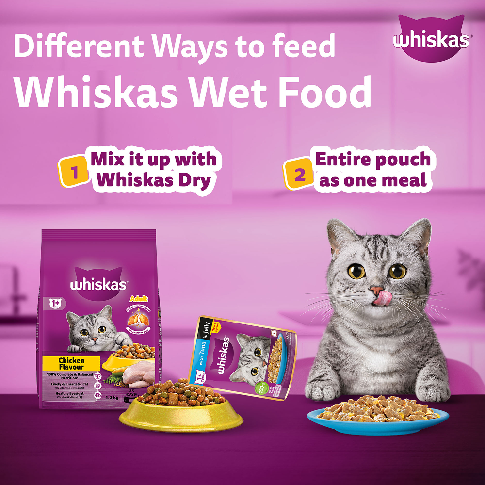 Whiskas Tuna in Jelly, Chicken and Salmon in Gravy Meal Adult Cat Wet Food image 5