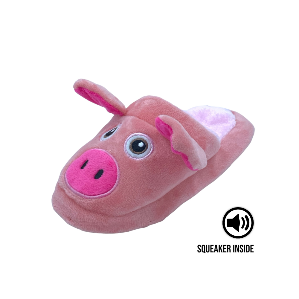 Talking Dog Club Doggie Pig Slipper Squeaky Plush Toy for Dogs (Pink) image 2
