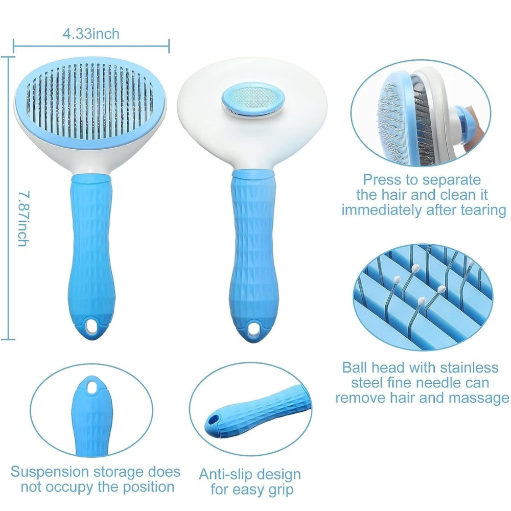 Chullbull Self Cleaning Oval Pin Slicker Brush for Dogs and Cats (Blue) image 3