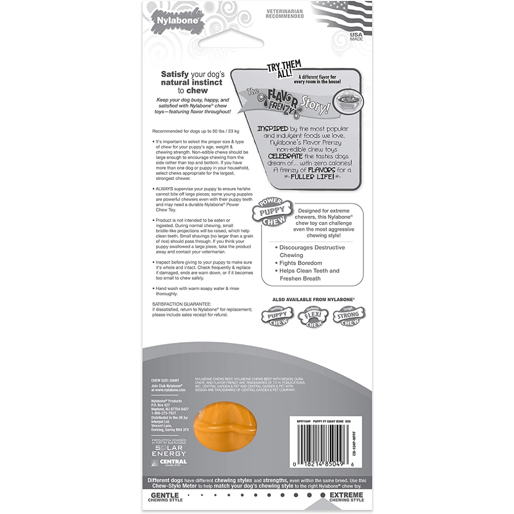 Nylabone Puppy Power Chew Toy for Dogs (Orange) image 2