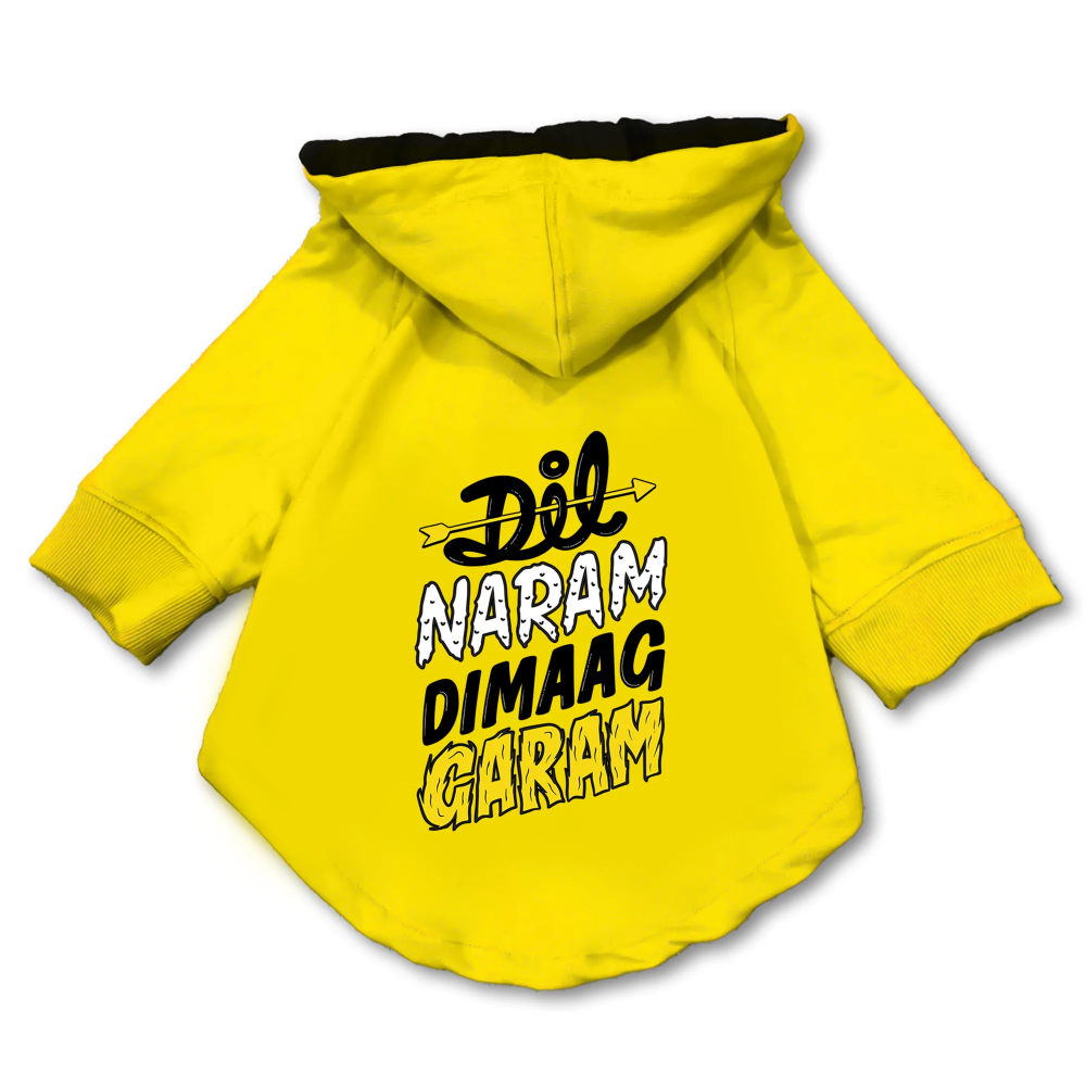 Pawsindia Dil Naram Dimag Garam Hoodie for Dogs (Yellow) image 3