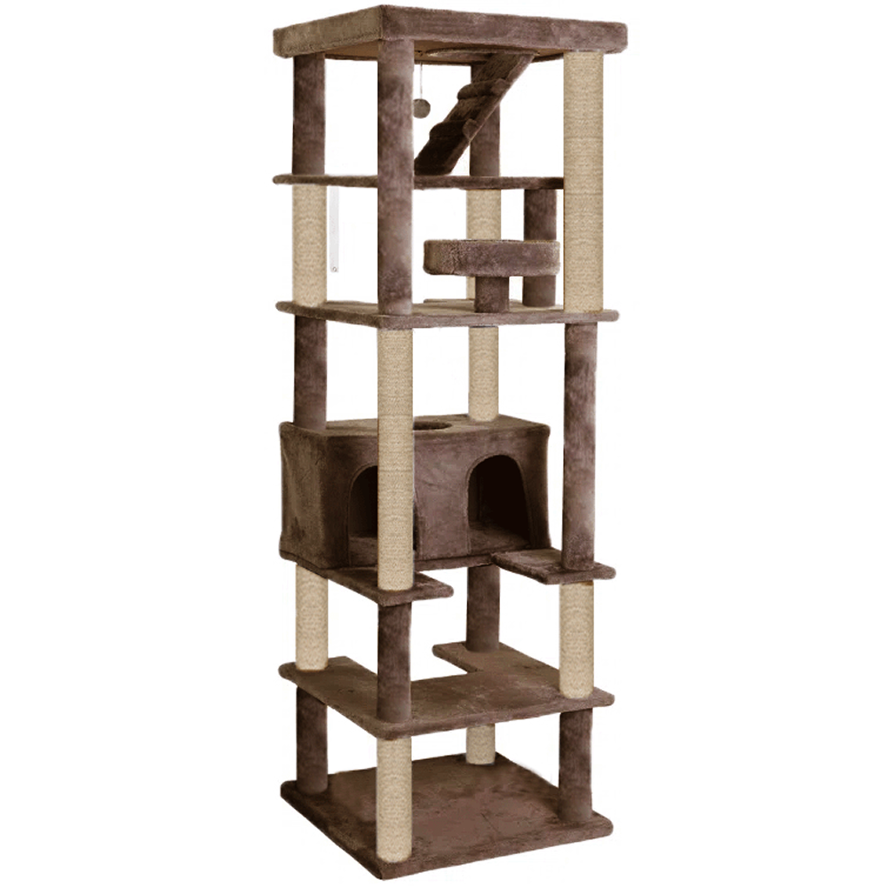 Furrlovers Multilevel Cat Tree with Condo, Ladder & Jute Rope Scratching Posts (Brown)