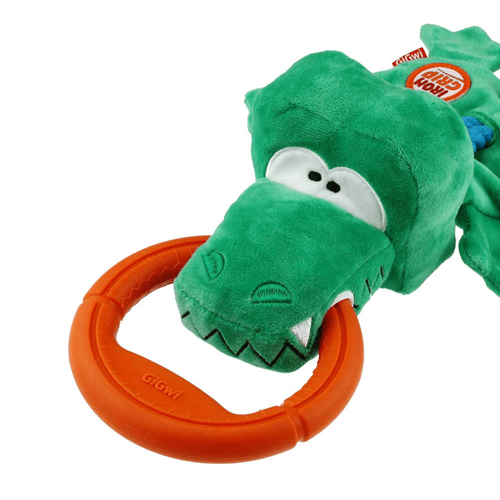 GiGwi Iron Grip Crocodile Plush with TRP Handle Toy for Dogs (Green) image 4