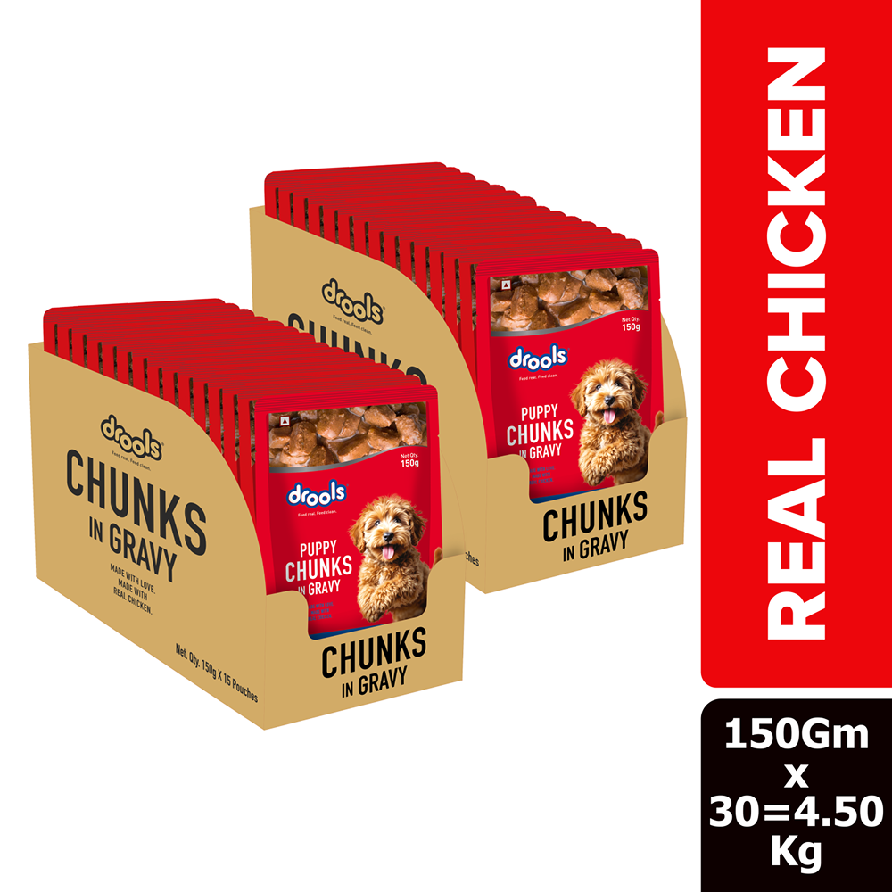 Drools Real Chicken & Chicken Liver Chunks in Gravy Puppy Dog Wet Food image 4