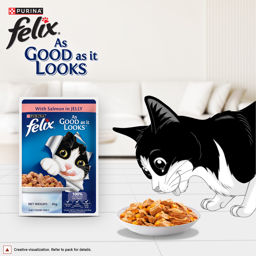 Purina Felix with Salmon in Jelly Adult Complete and Balanced Cat Wet Food image 2