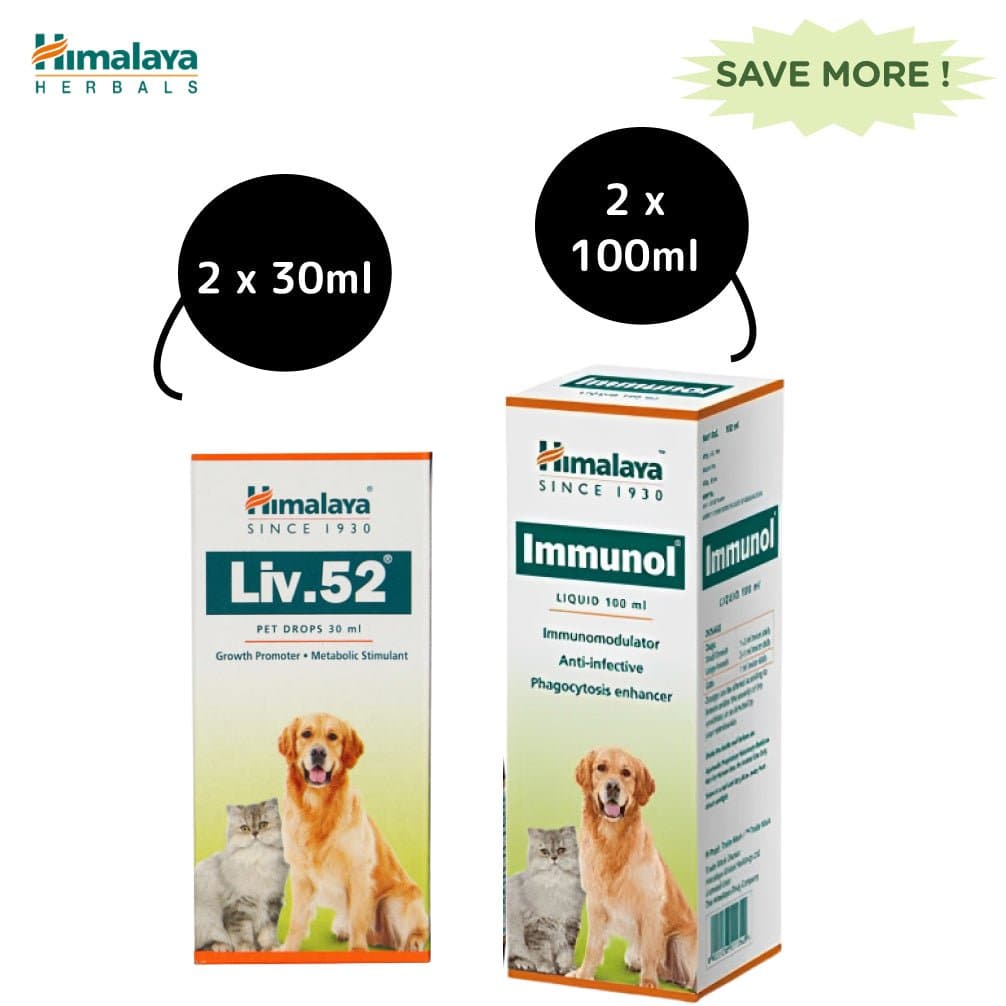 Himalaya Liv 52 Pet Liquid and Immunol Supplement for Dogs and Cats Combo image 2