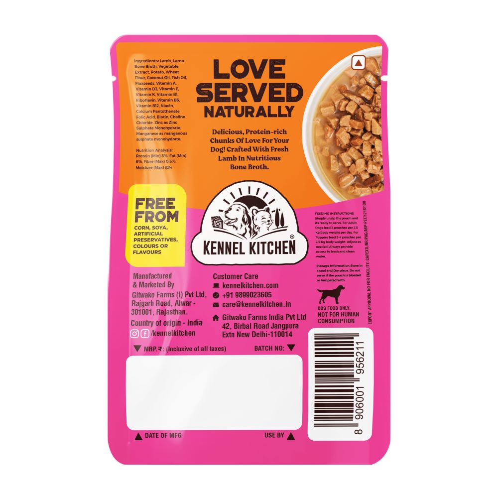 Kennel Kitchen Lamb Chunks in Gravy Puppy & Adult Dog Wet Food (All Life Stage) image 4