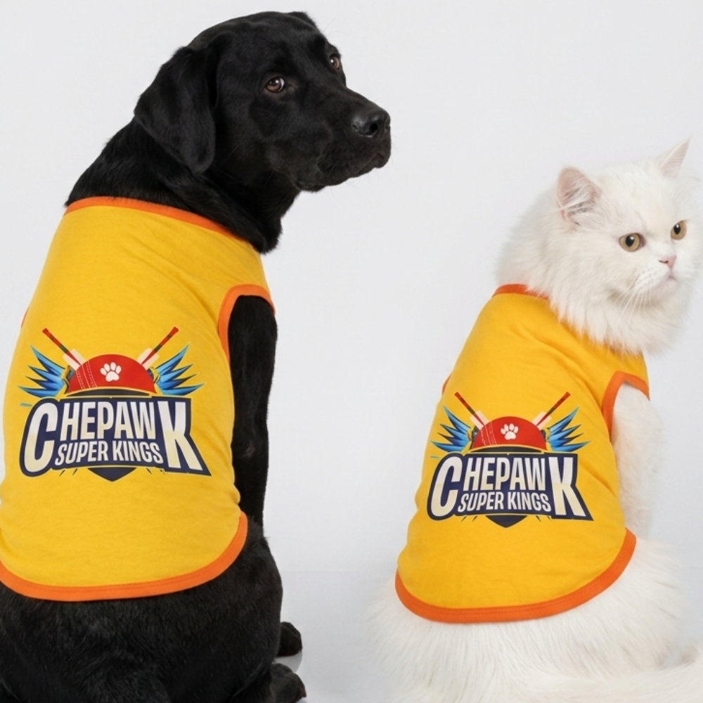 Skatrs Chepawk Superkings Cricket Jersey for Dogs and Cats (Yellow)