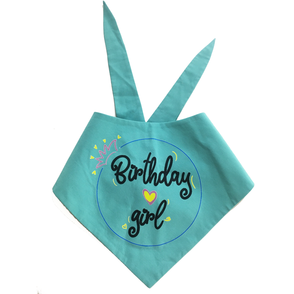 Dogobow Birthday Girl Scarf for Dogs (Teal blue) (Get a Bow Free) image 4