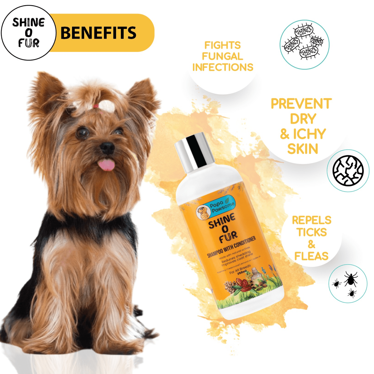 Papa Pawsome Shine O' Fur Shampoo with Conditioner for Dogs image 3