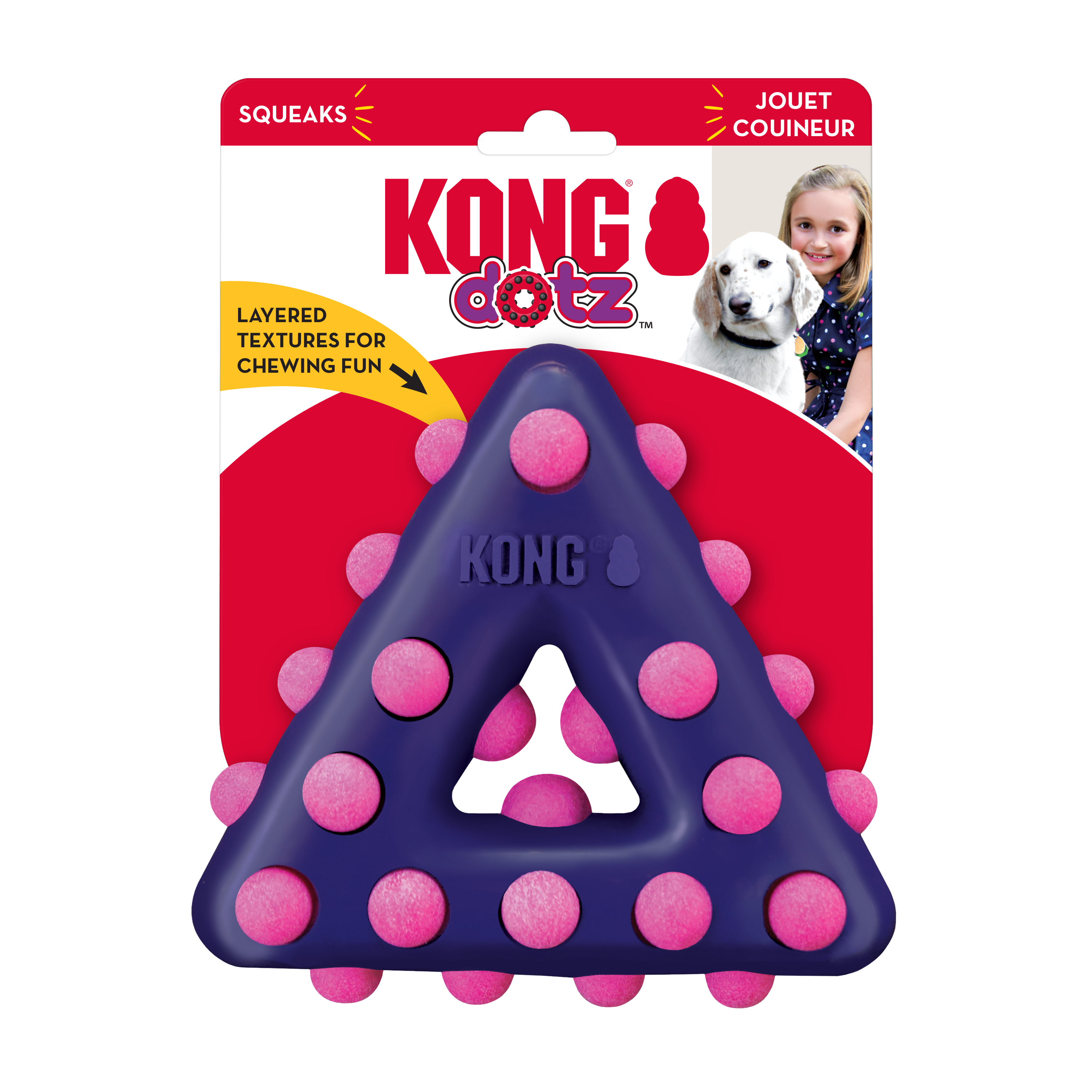 Kong Dotz Triangle Toy for Dogs (Purple & Pink) image 3