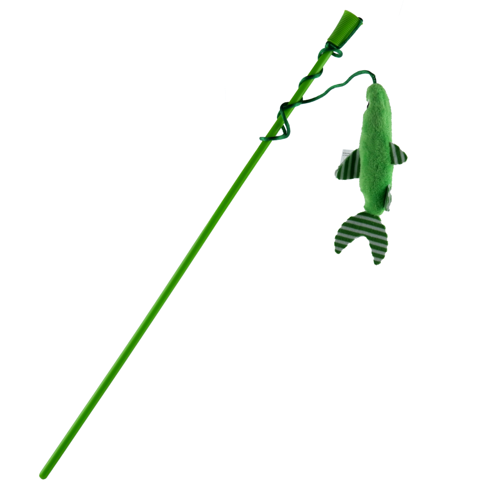 Trixie Cat Teaser With Plush Fish & Catnip Toy for Cats (Green) image 2