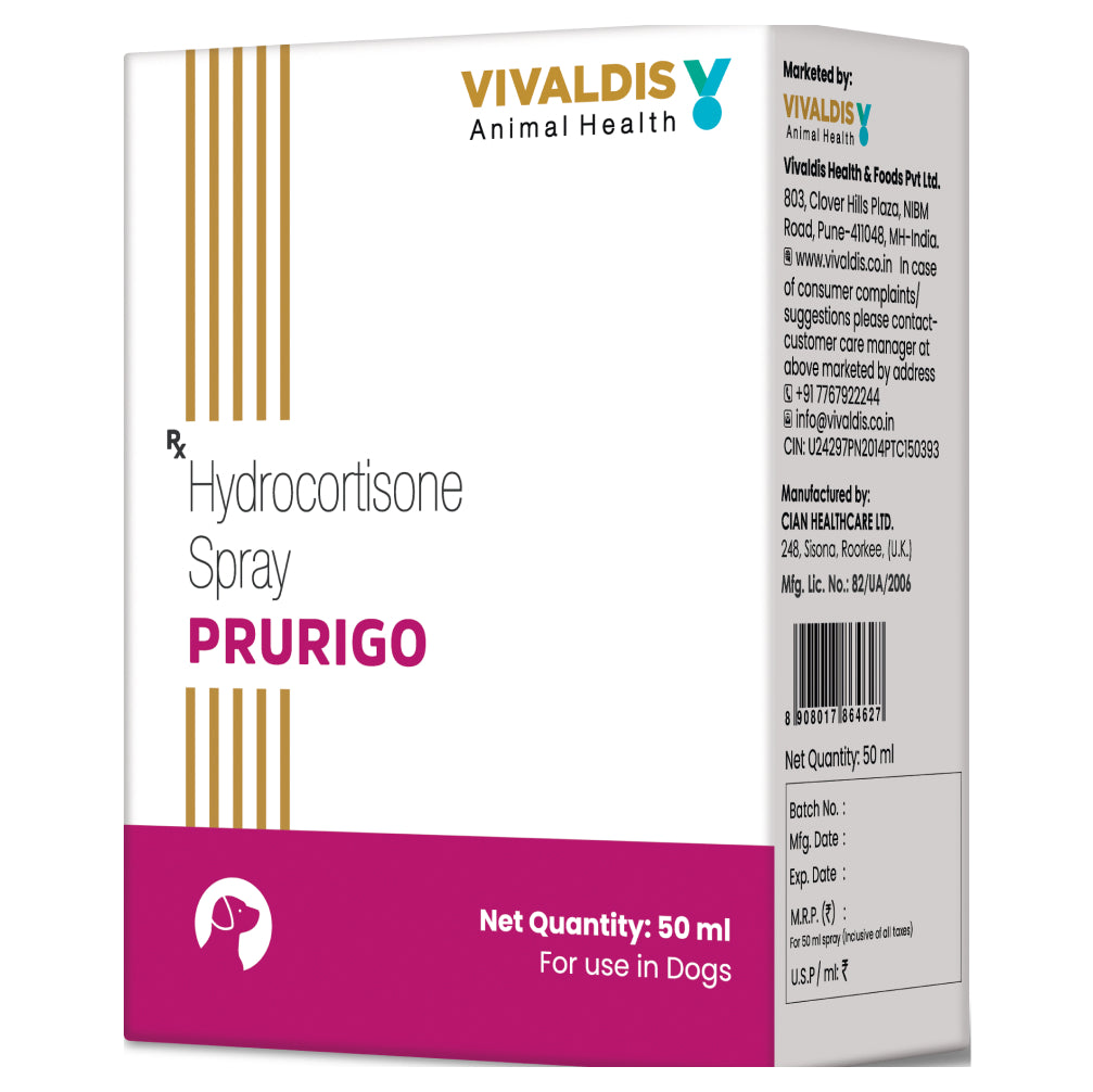 Vivaldis Prurigo (Hydrocortisone) Spray for Dogs & Cats (50ml) image 2