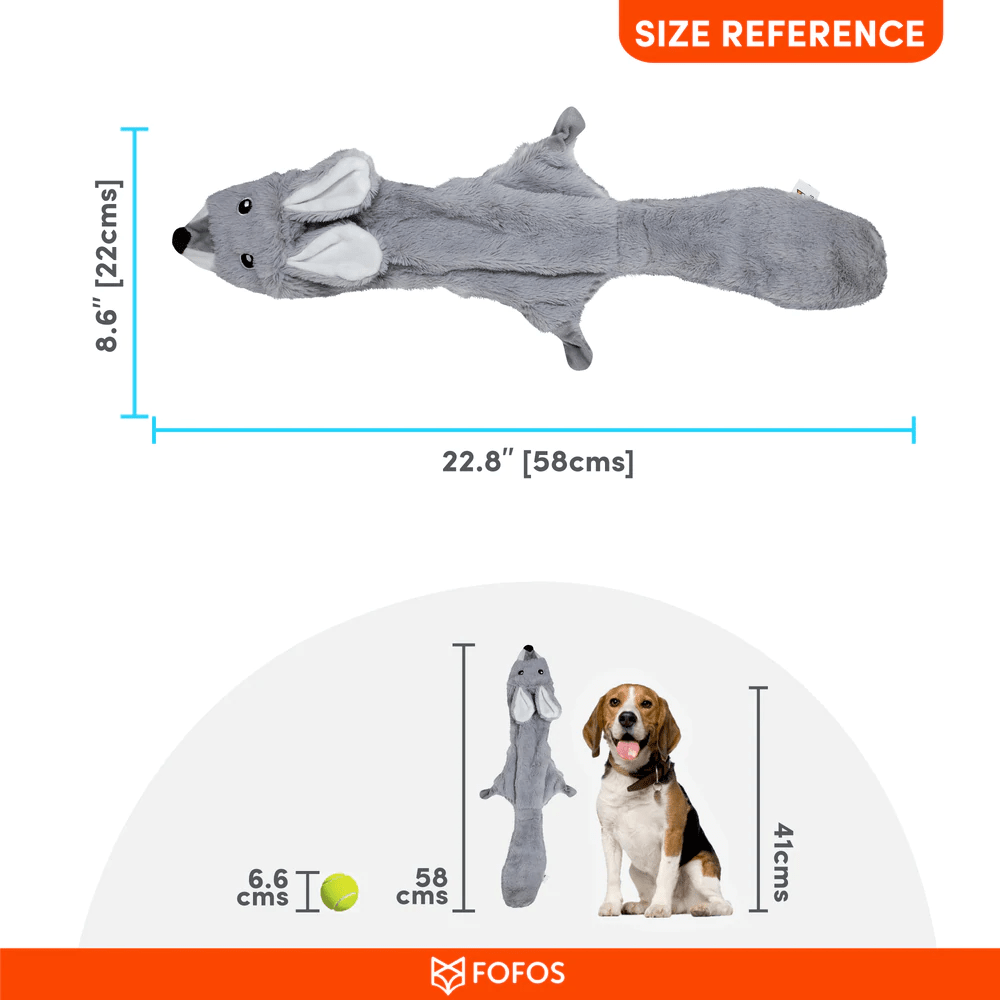 Barkbutler x Fofos Skinneez Rabbit Interactive Squeaky Toy for Dogs (Grey) image 4