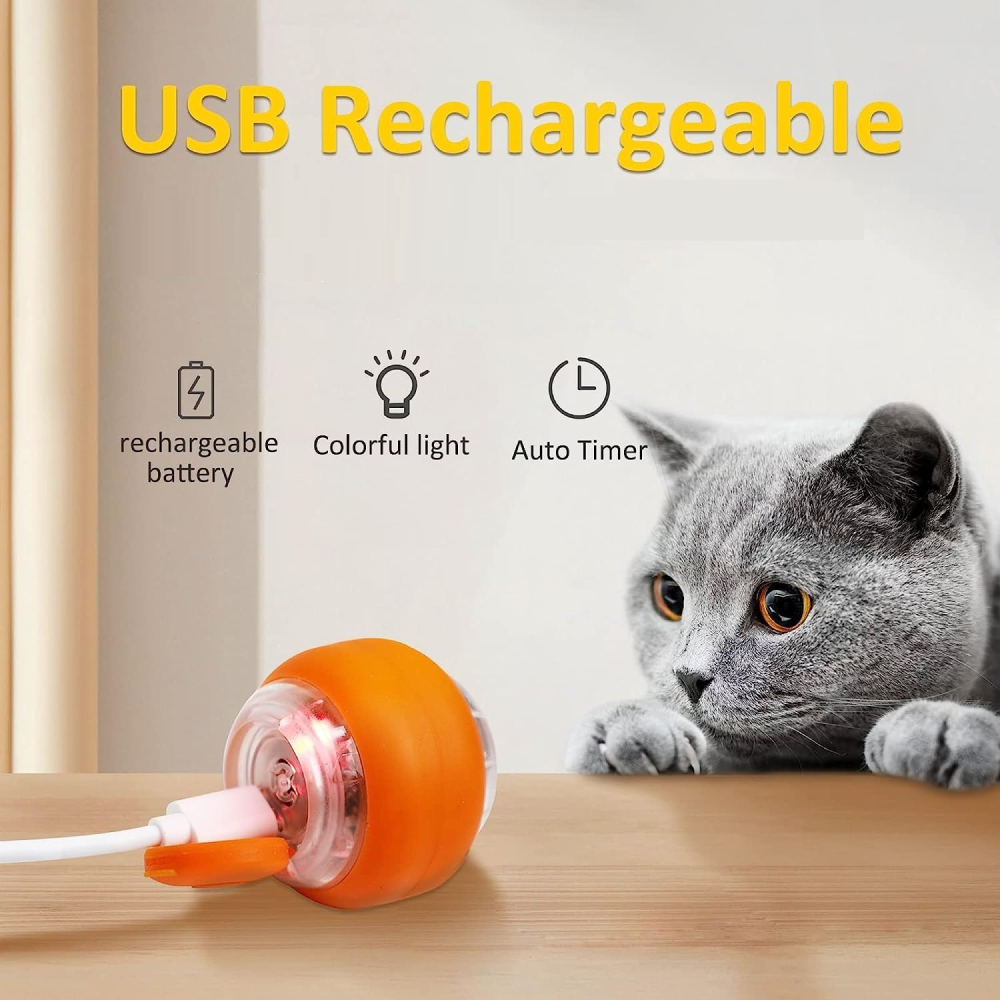 Goofy Tails Smart Interactive Ball Toy for Cats (Orange) image 6