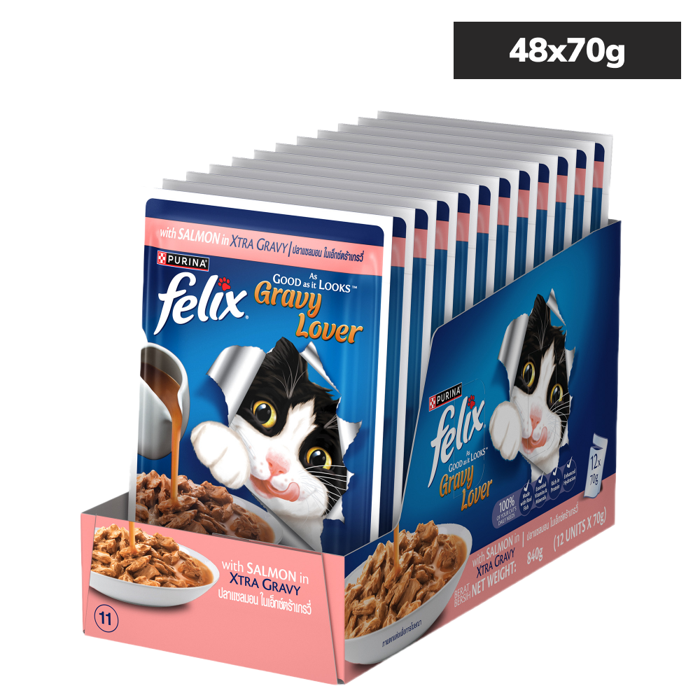 Purina Felix Gravy Lover Salmon Chunks Adult Complete and Balanced Cat Wet Food image 9