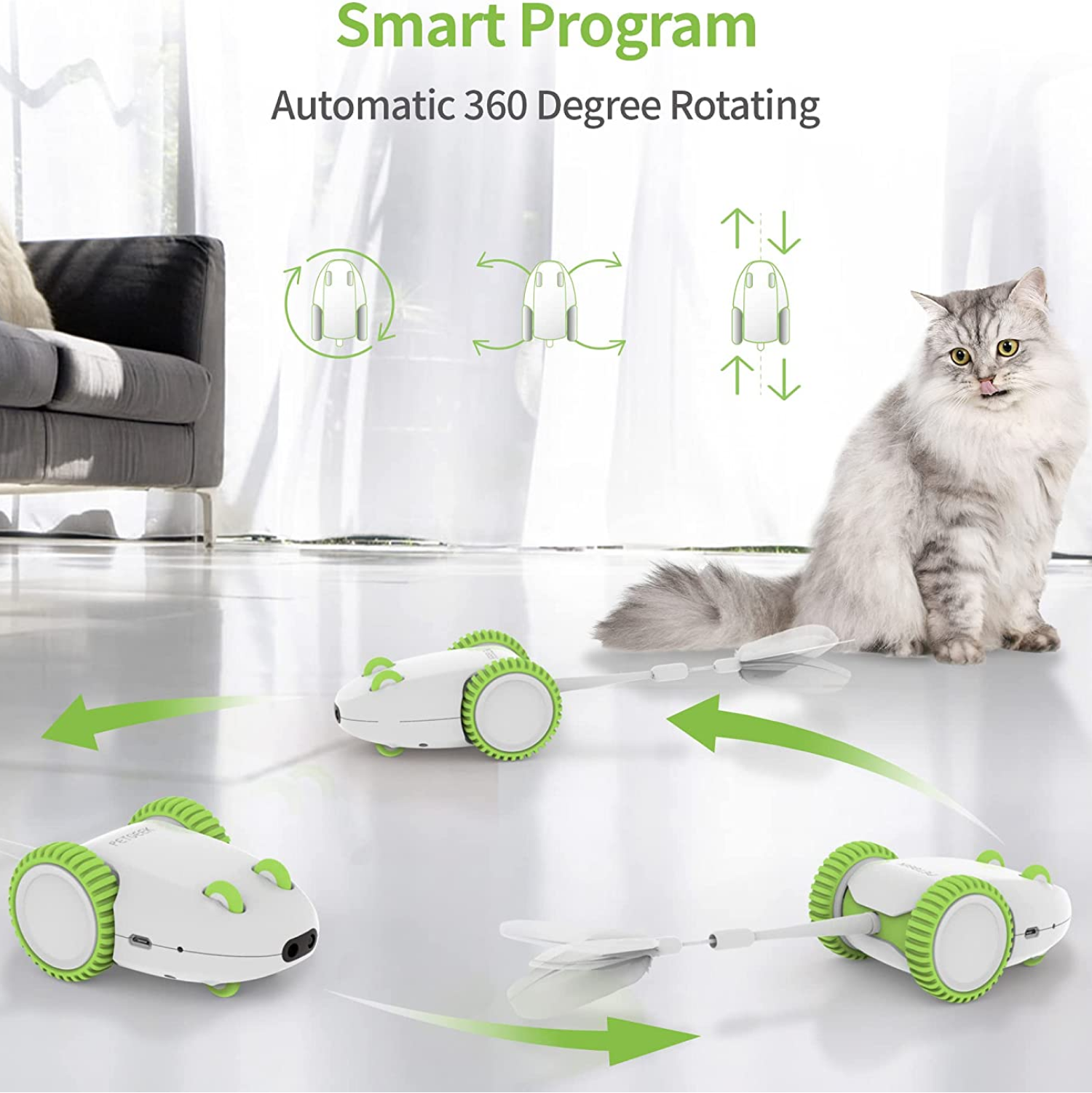 Pet Geek Furious Mouse Toy for Cats (White/Green) image 3