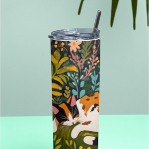 EverythingBoho Calico Cat Sip in Style Eco Friendly Tumbler with Straw