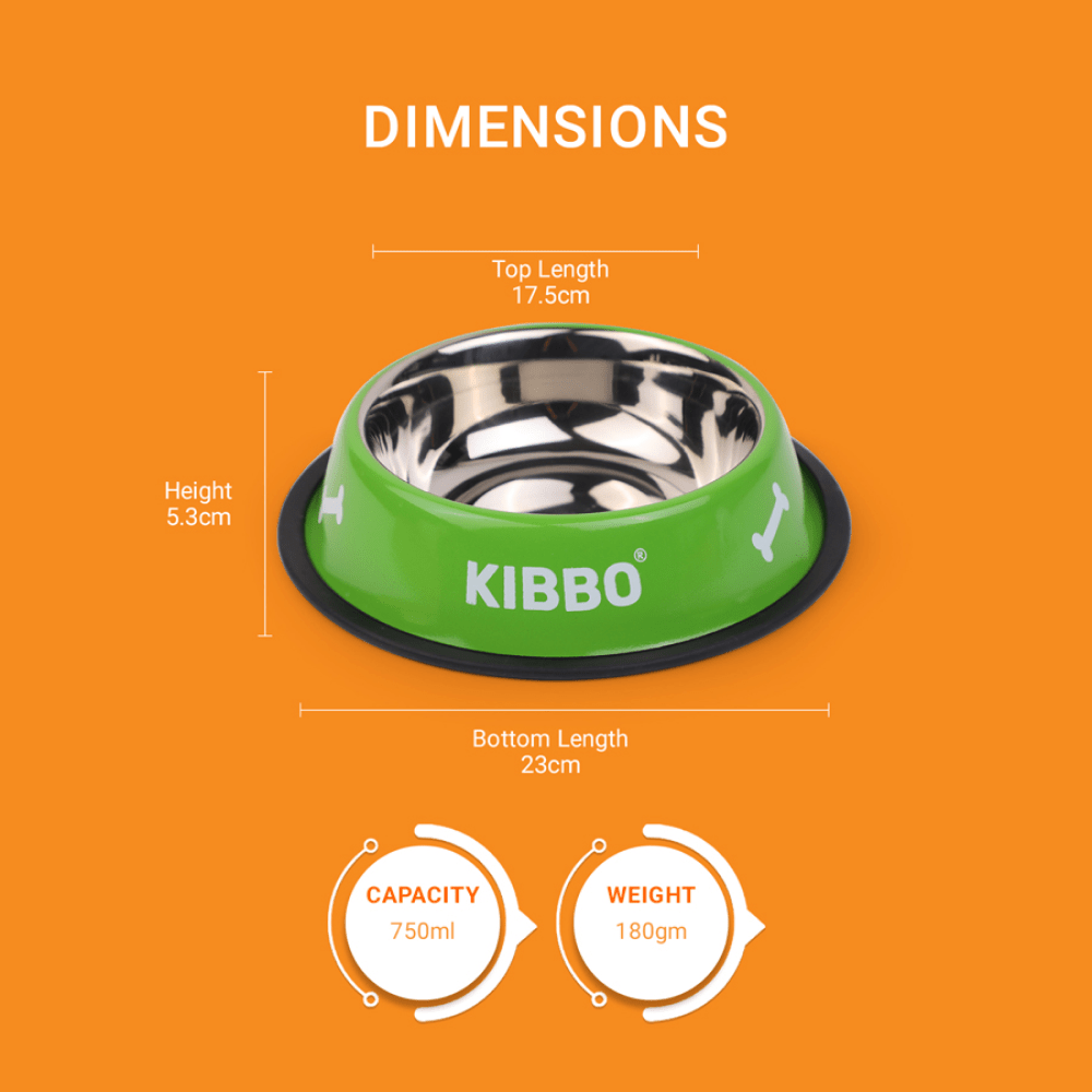 Kibbo Anti Skid Stainless Steel Printed Bowl for Dogs and Cats (Green) image 5