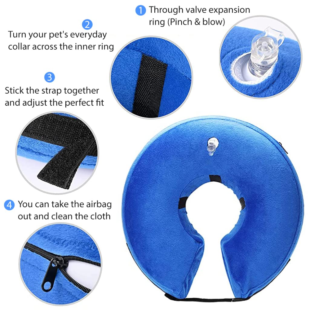 QPets Inflatable E Collar for Dogs and Cats (Blue) image 2