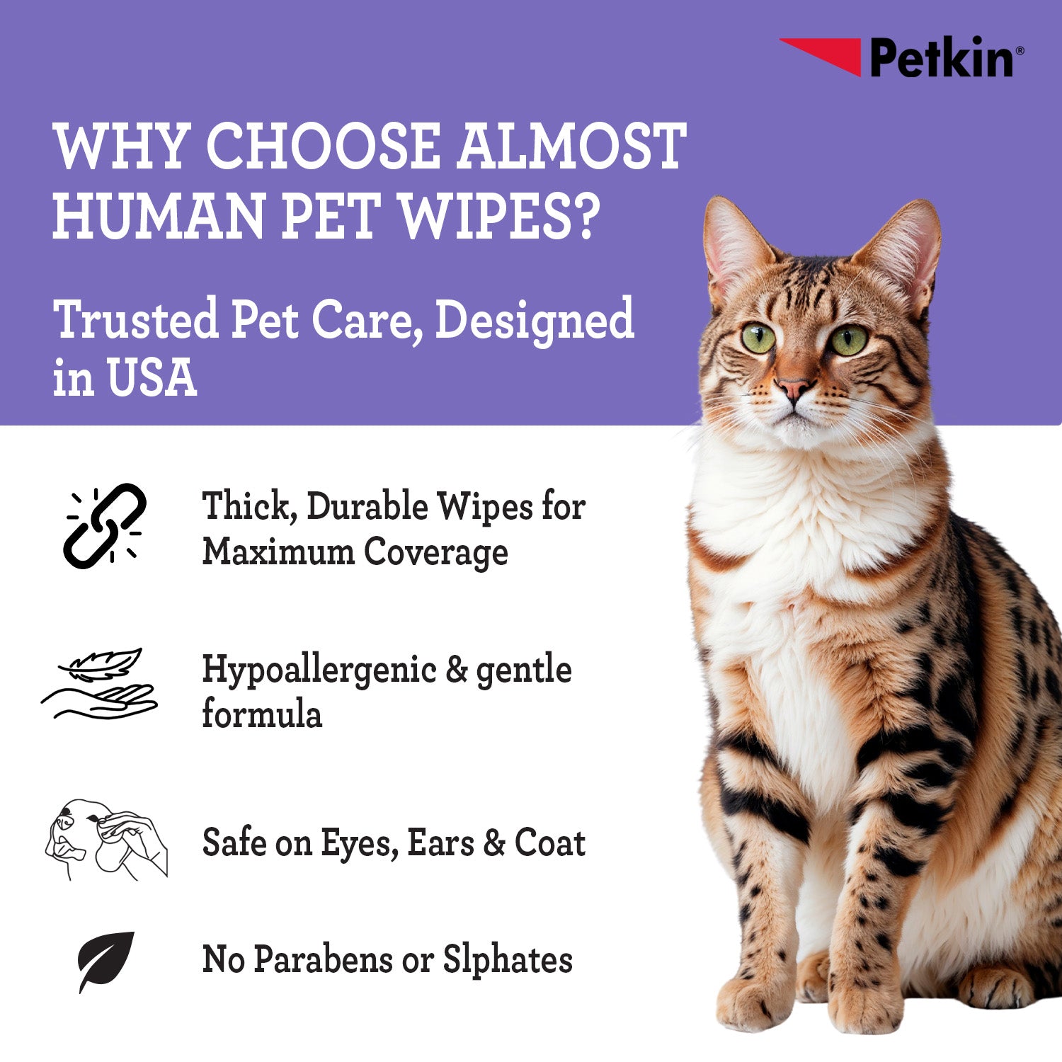 Petkin Gaint Big N' Thick  Lavender Scented Petwipes for Dogs and Cats image 3