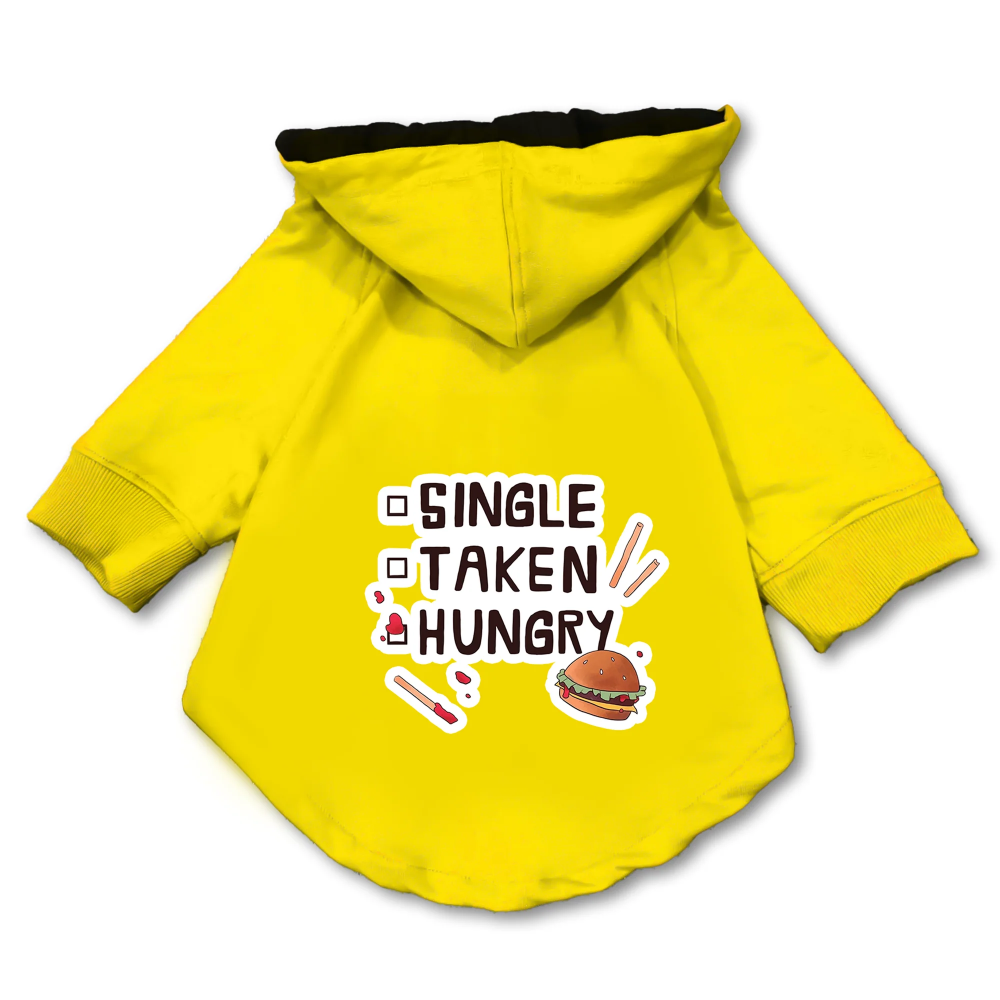 Pawsindia Single Taken Hungry Hoodie for Dogs (Yellow) image 3