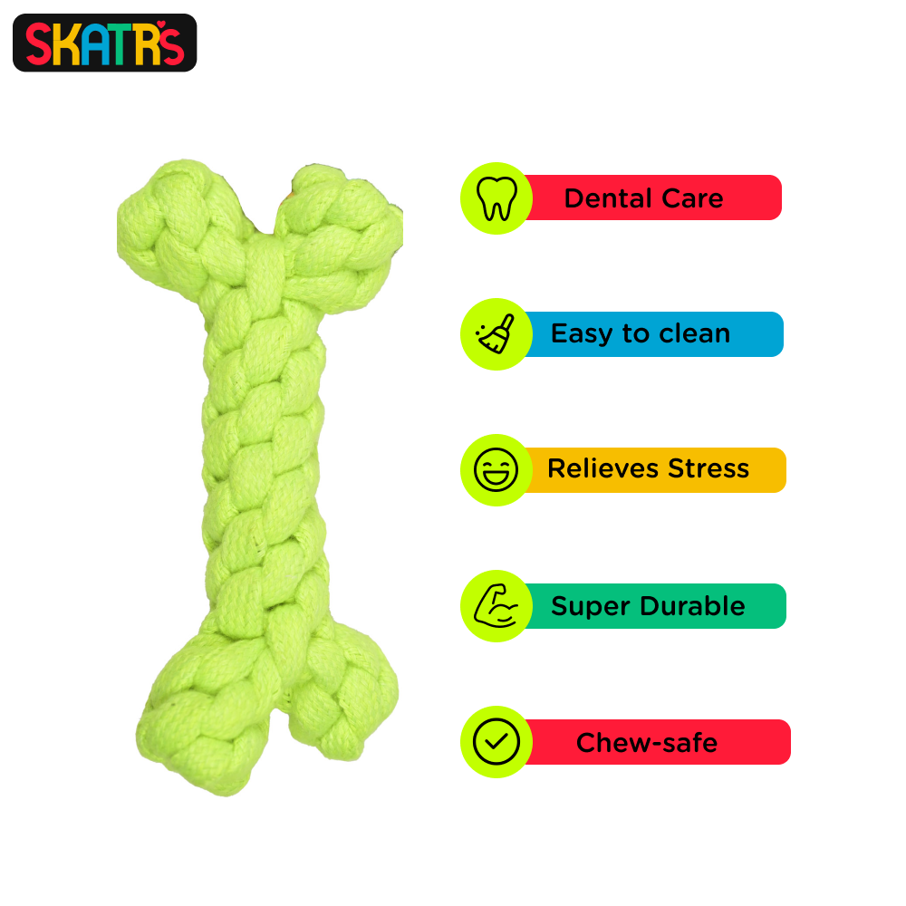 Skatrs Dummy Knotted, Ball and Bone Shaped Rope Chew Toy Combo for Dogs and Cats image 5