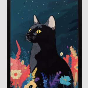 EverythingBoho The Black Cat Artistic Framed Art (Black)