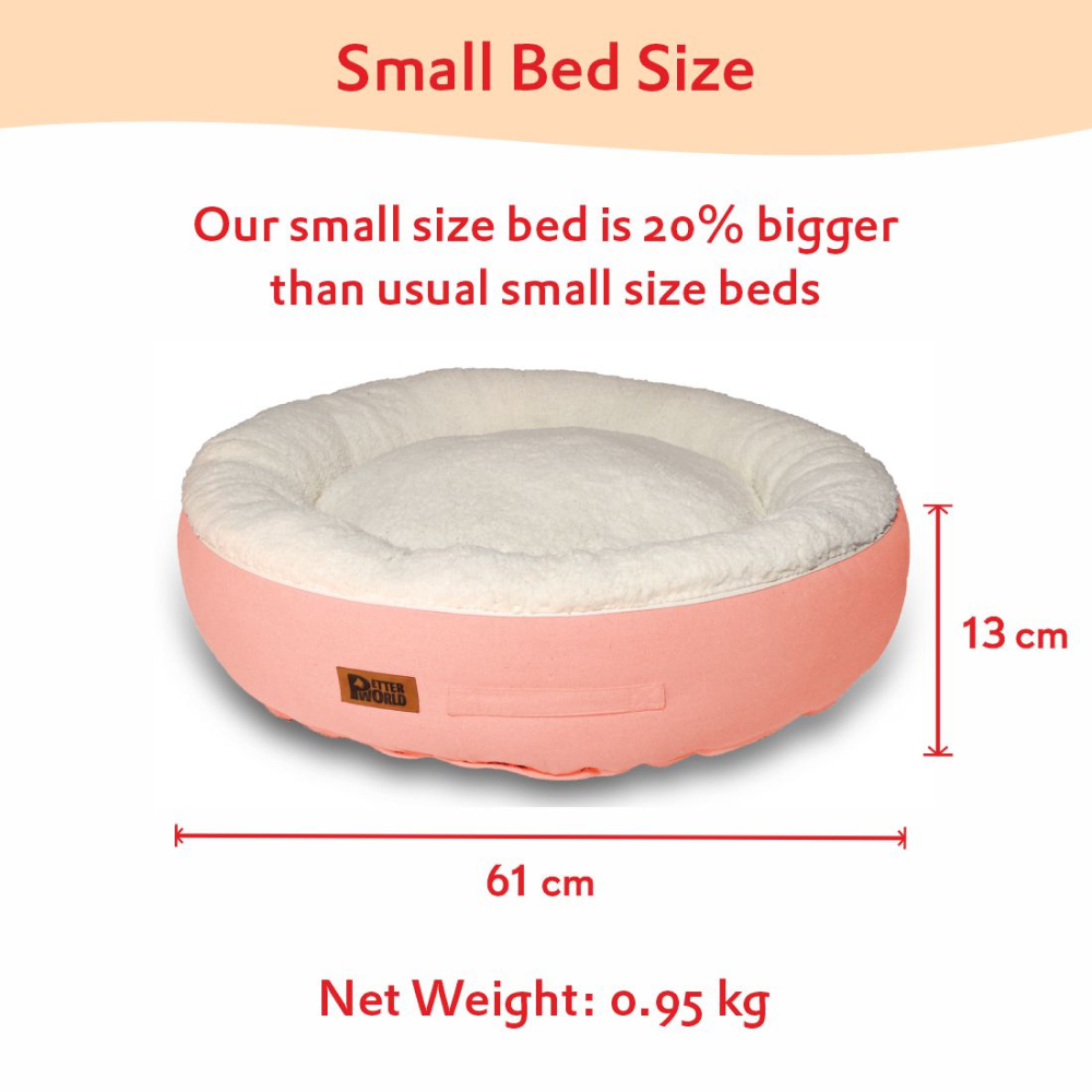 Petter World Ultra Luxury Cotton Canvas Donut Bed With Removable Sherpa Fur Cushion for Dogs (Peach Pearl) image 4