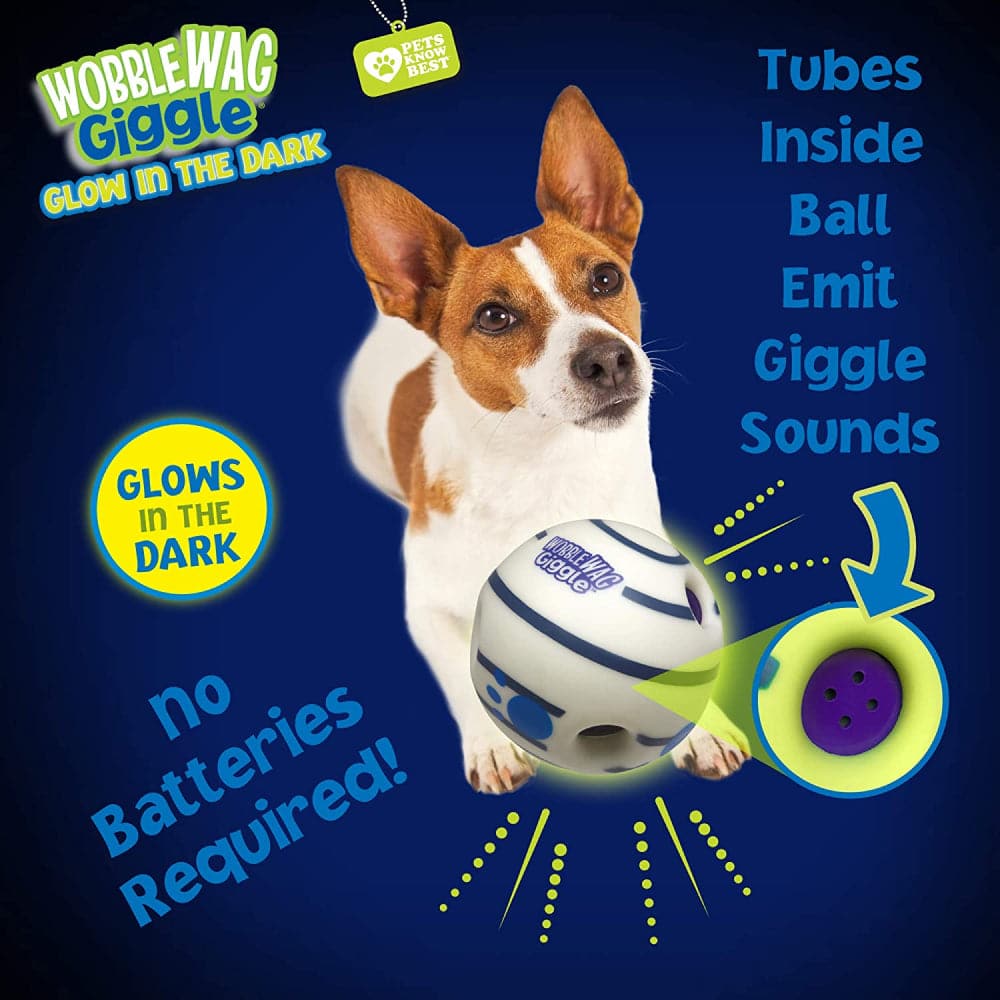 Wobble Wag Giggle Glow in The Dark Interactive Toy for Dogs | For Medium Chewers (White) image 4