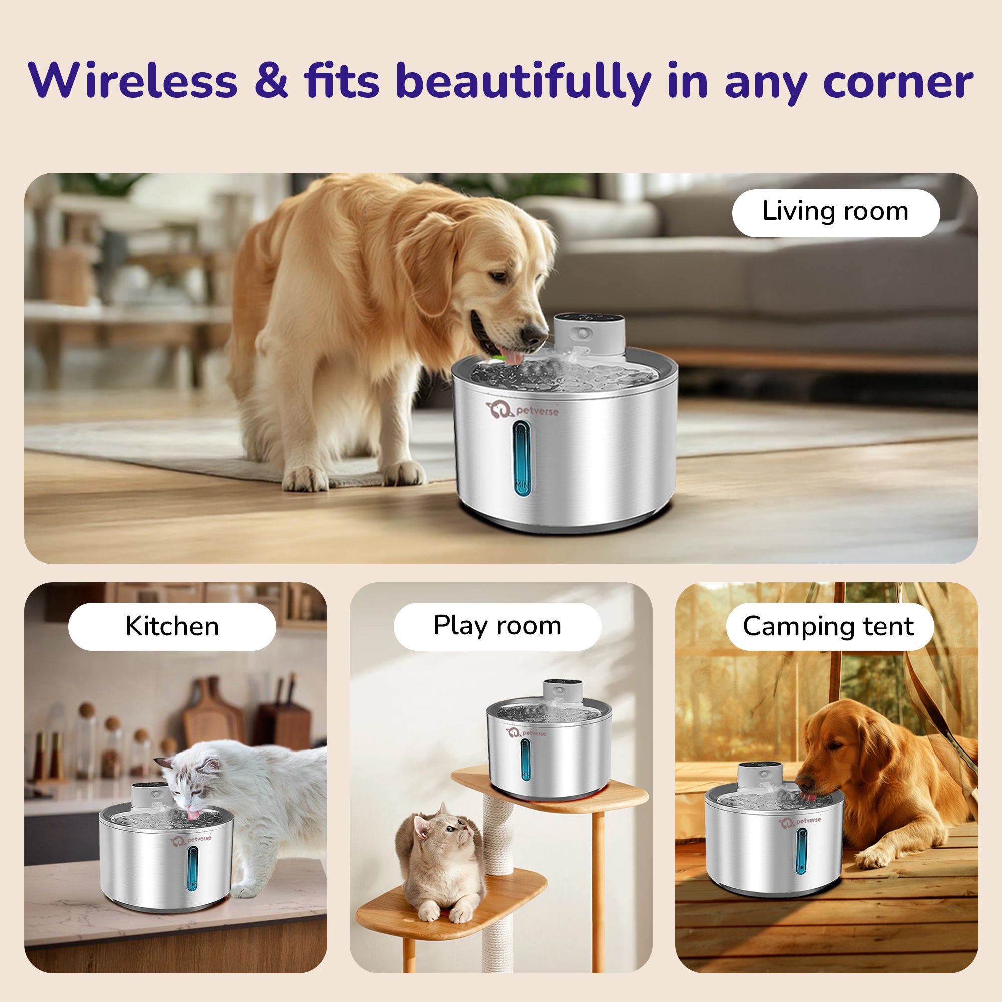 Petverse Smart Motion Sensor Pet Water Fountain for Dogs & Cats (Silver) image 8