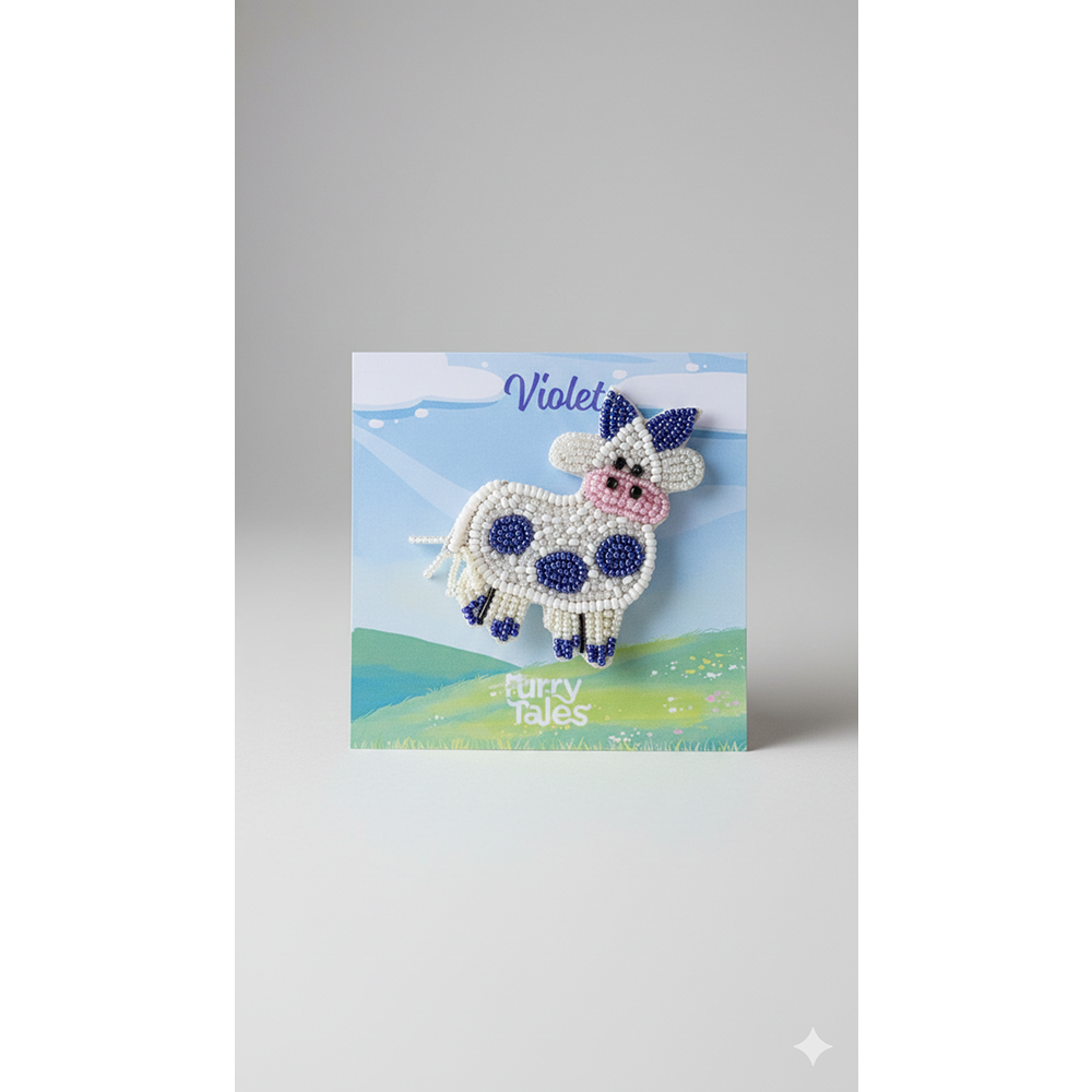 Furry Tales Artisan Handcrafted Violet Pet Theme Decorative Brooch (White and violet)