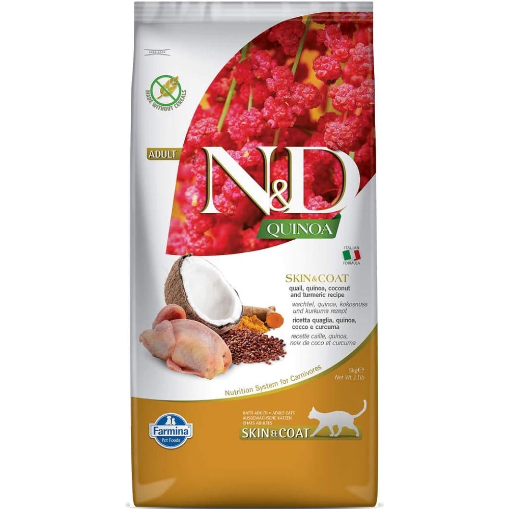 Farmina N&D Quinoa Quail Coconut & Turmeric Skin & Coat Grain Free Adult Cat Dry Food image 2