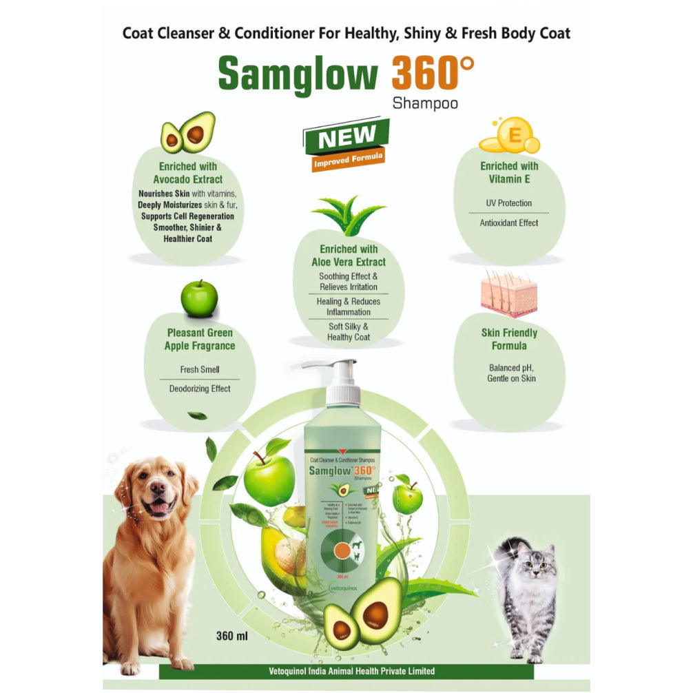 Vetoquinol Samglow 360 Coat & Conditioner Shampoo for Dogs and Cats image 5
