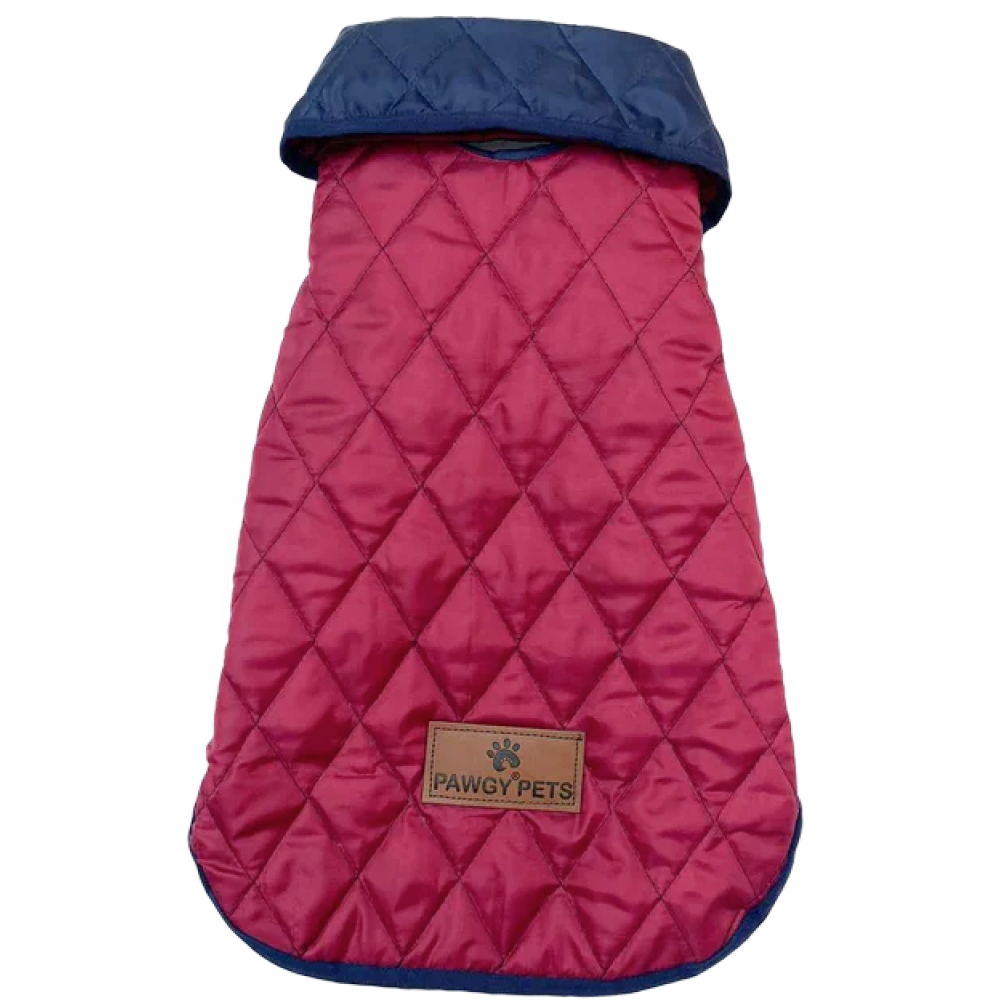 Pawgypets Reversible Quilted Jacket for Dogs and Cats (Navy Blue/Maroon) image 2