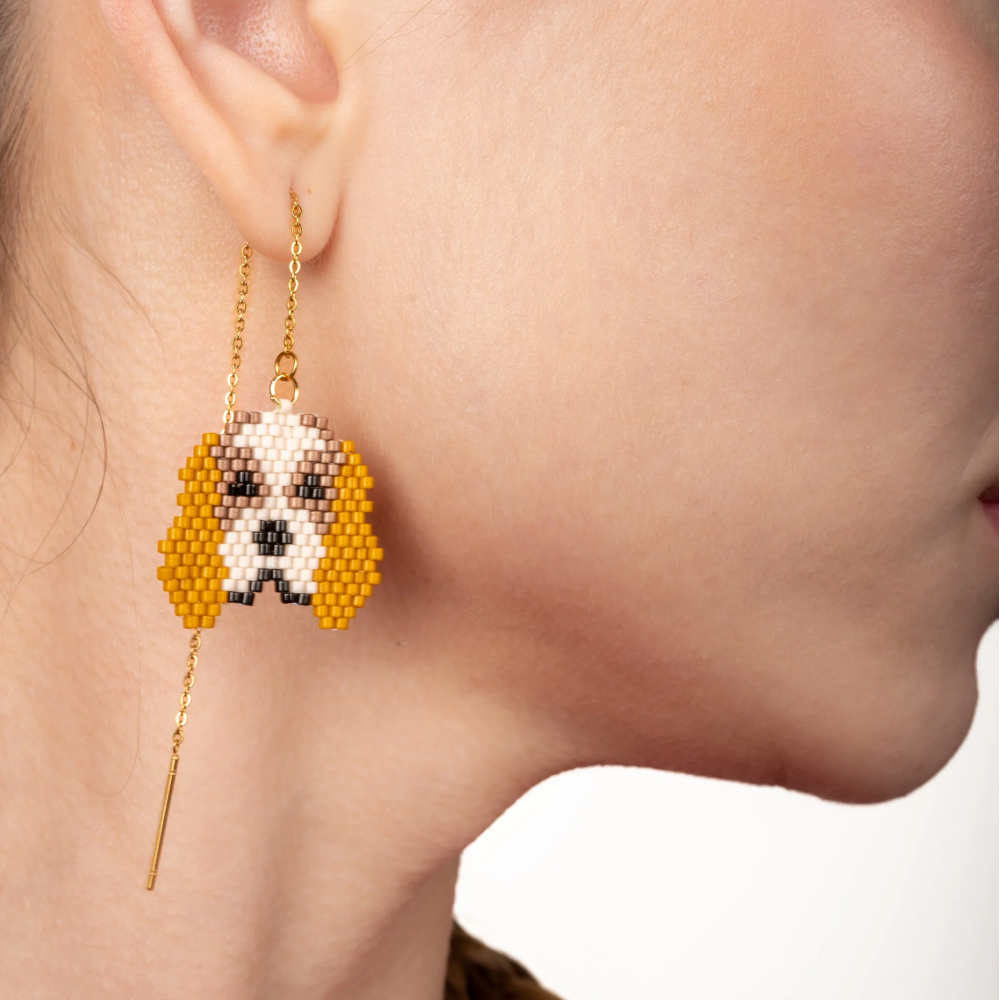 Jenni & Janki Handcrafted Miyuki Beaded Beagle Dog Earrings image 3