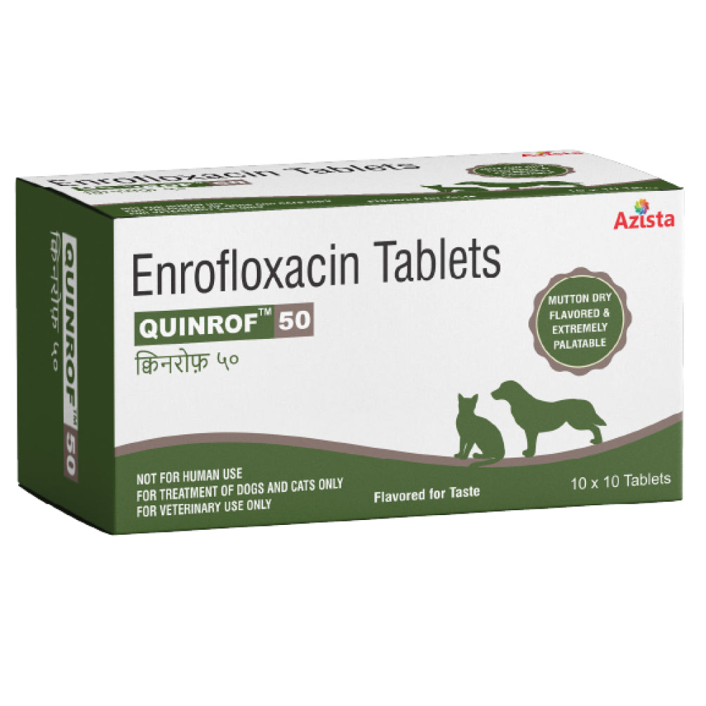 Azista Quinrof 50mg Tablets (Enrofloxacin) for Dogs & Cats