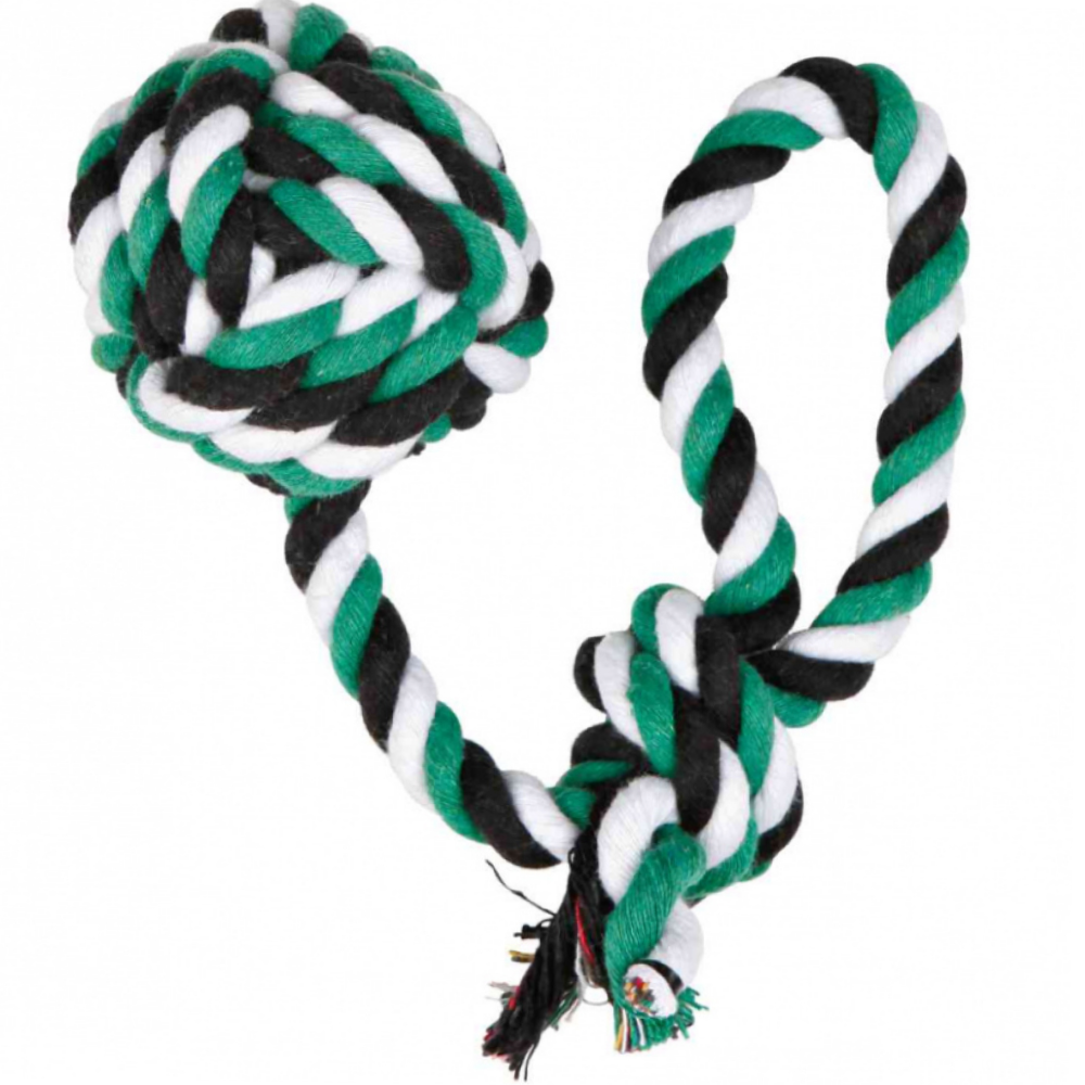Trixie Playing Rope Loop with Woven in Ball Toy for Dogs (Black/Green/White) image 3