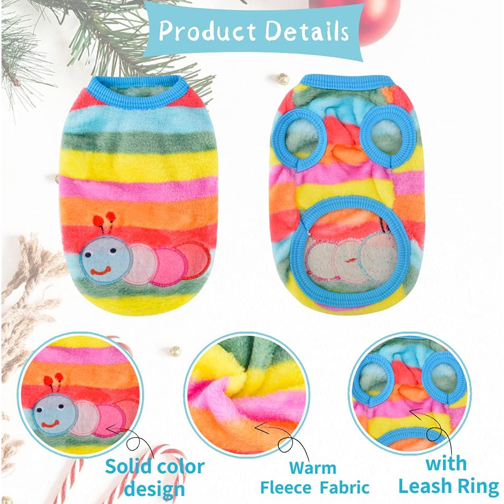 KUTKUT Rainbow Print Fashion Soft Flannel Fleece Shirt for Small Dogs & Cats image 4